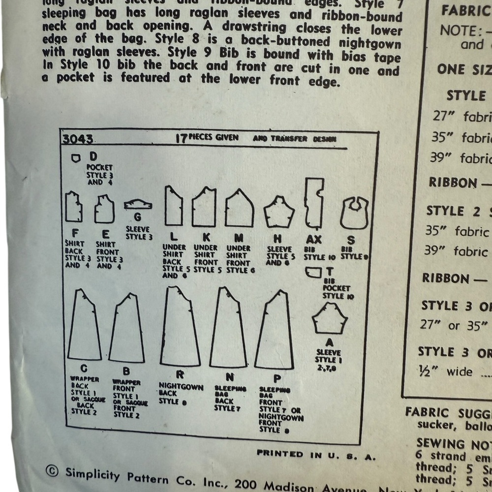 1960s Simplicity 5163 Vintage Sewing Pattern Infant Layette, Rare find, vintage - Picture 5 of 8